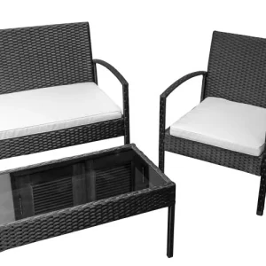 NOTRE SELECTION Salon De Jardin Acier Noir LUZ 2 Chaises 1 Banc Et 1 Table – TE11-SOFA grand choix 11