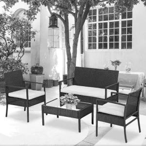 NOTRE SELECTION Salon De Jardin Acier Noir LUZ 2 Chaises 1 Banc Et 1 Table – TE11-SOFA grand choix 9