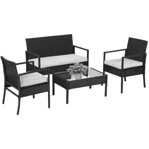 NOTRE SELECTION Salon De Jardin Acier Noir LUZ 2 Chaises 1 Banc Et 1 Table – TE11-SOFA grand choix 13
